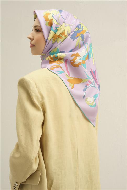Armine Çiçek Desenli Saf İpek Sura Eşarp 9342D 56