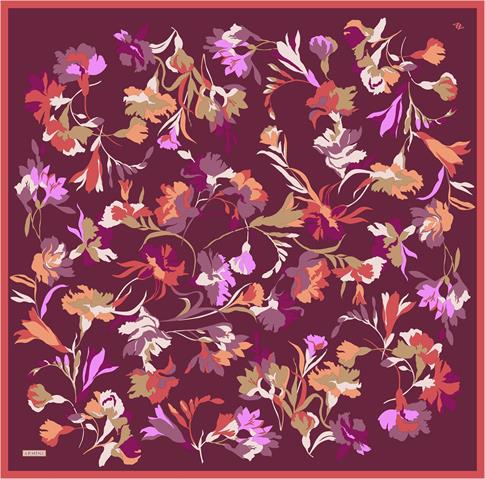 Armine Çiçek Desenli Saf İpek Twill Eşarp 9342D 53