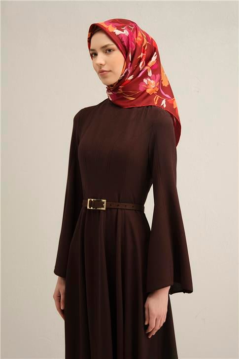 Armine Çiçek Desenli Saf İpek Twill Eşarp 9342D 53