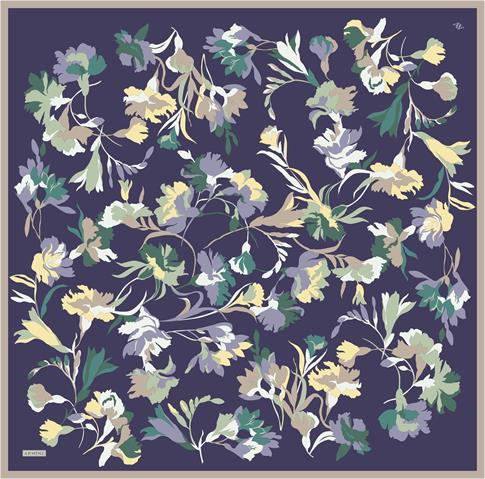 Armine Çiçek Desenli Saf İpek Twill Eşarp 9342D 54 