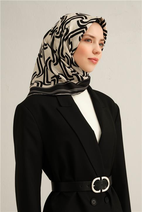 Armine Klasik Desenli Saf İpek Sura Eşarp 9343D 09