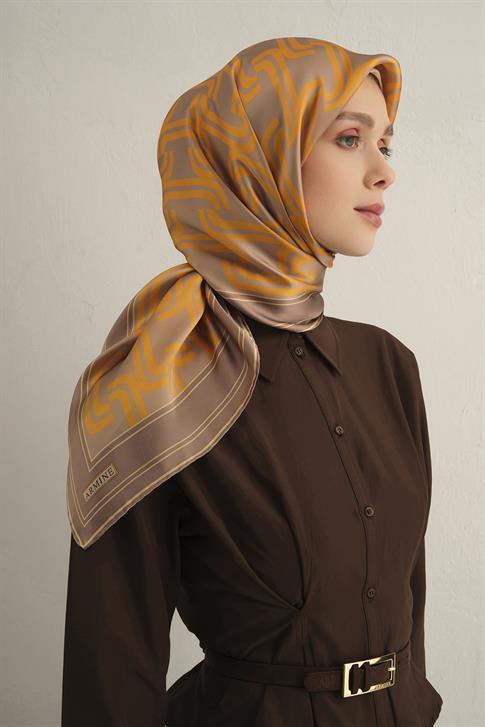 Armine Klasik Desenli Saf İpek Sura Eşarp 9343D 36