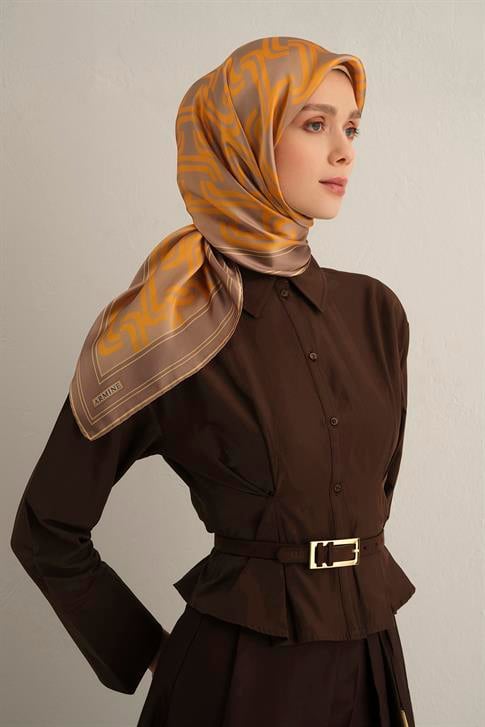 Armine Klasik Desenli Saf İpek Sura Eşarp 9343D 36