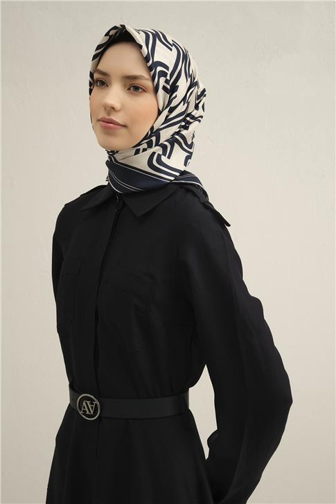 Armine Klasik Desenli Saf İpek Twill Eşarp 9343D 80
