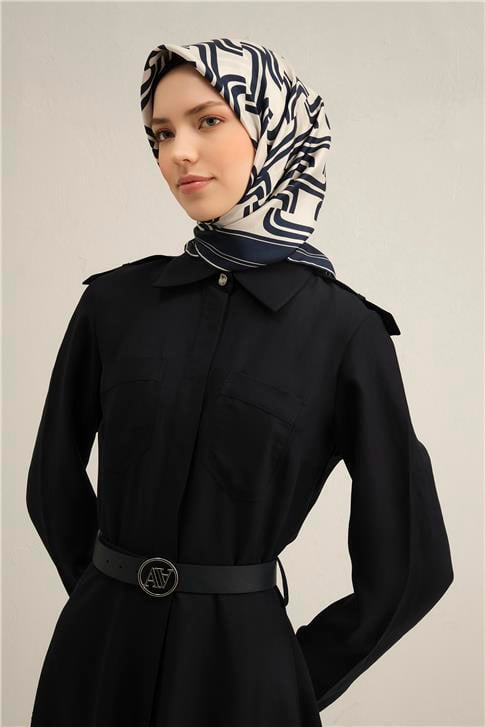 Armine Klasik Desenli Saf İpek Twill Eşarp 9343D 80