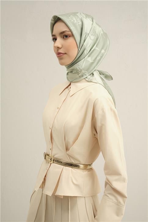 Armine Çiçek Desenli Saf İpek Sura Eşarp 9344D 37