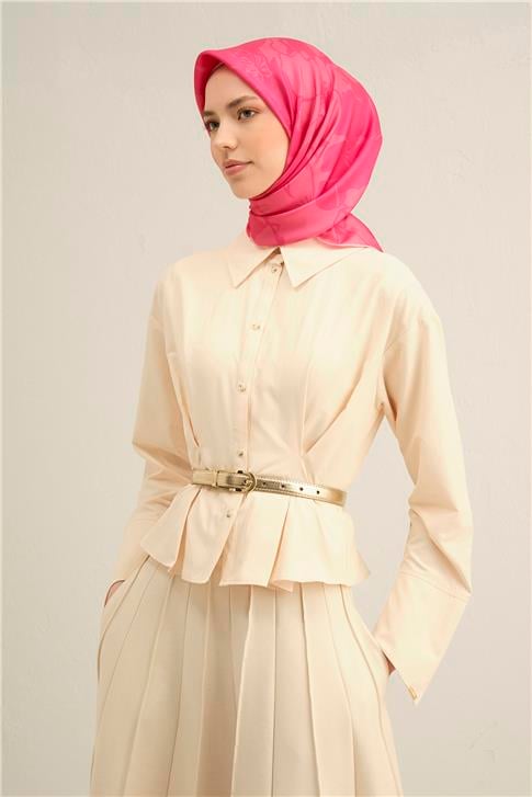 Armine Çiçek Desenli Saf İpek Twill Eşarp 9344D 30