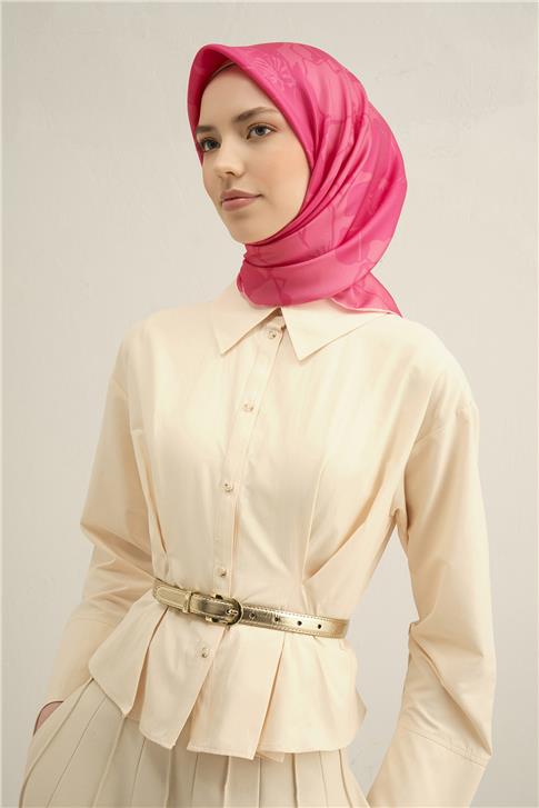 Armine Çiçek Desenli Saf İpek Twill Eşarp 9344D 30