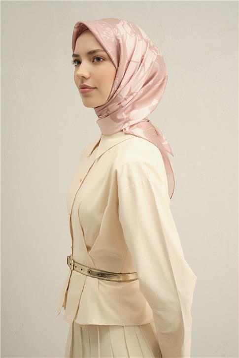 Armine Çiçek Desenli Saf İpek Twill Eşarp 9344D 32