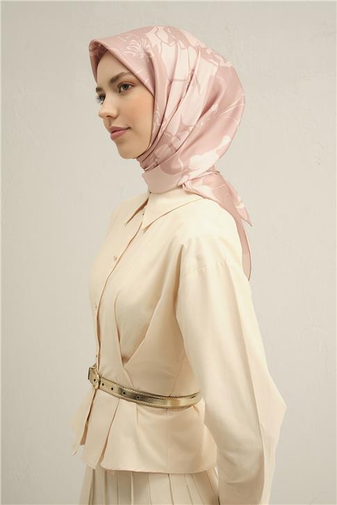 Armine Çiçek Desenli Saf İpek Twill Eşarp 9344D 32