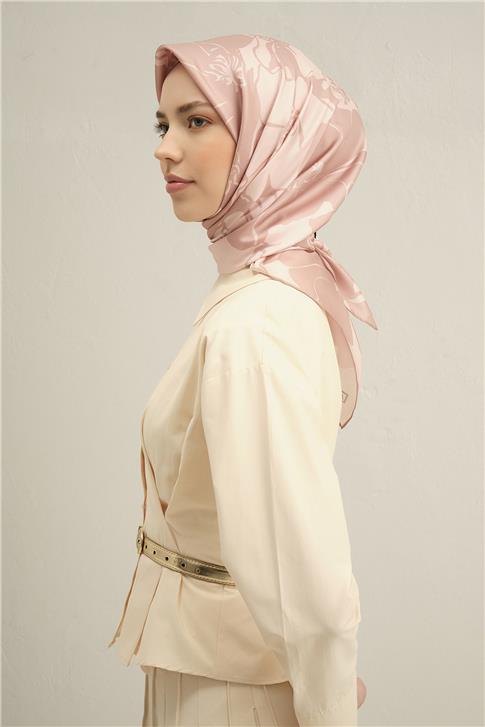 Armine Çiçek Desenli Saf İpek Twill Eşarp 9344D 32