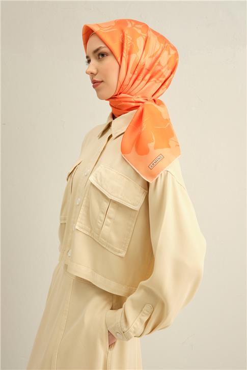 Armine Çiçek Desenli Saf İpek Twill Eşarp 9344D 36