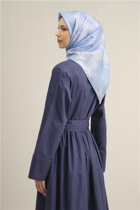 Armine Çiçek Desenli Saf İpek Twill Eşarp 9344D 42 