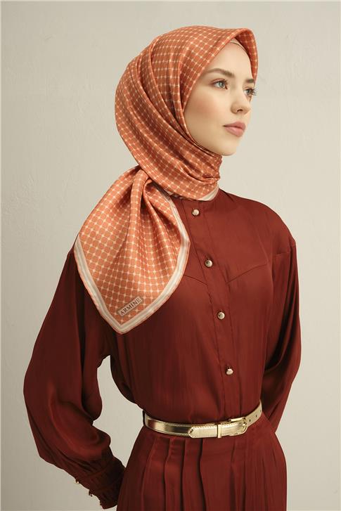 Armine Monogram Desenli Saf İpek Sura Eşarp 9345D 05