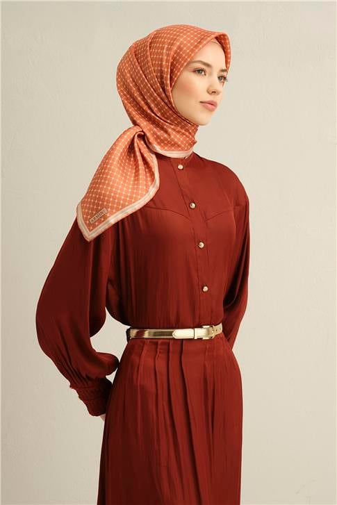 Armine Monogram Desenli Saf İpek Twill Eşarp 9345D 05