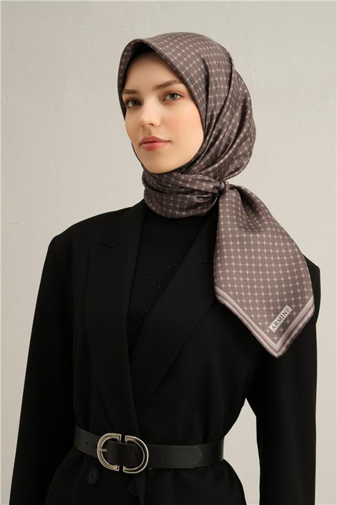Armine Monogram Desenli Saf İpek Twill Eşarp 9345D 80