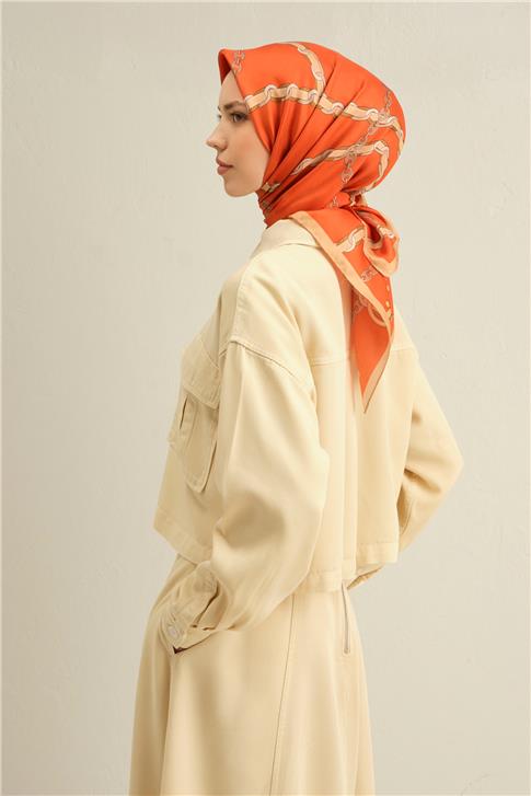 Armine Klasik Desenli Saf İpek Sura Eşarp 9346D 01