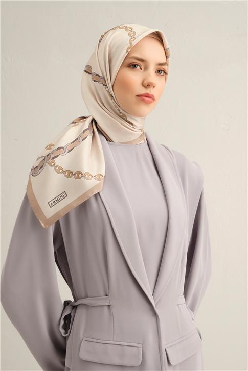 Armine Klasik Desenli Saf İpek Sura Eşarp 9346D 05