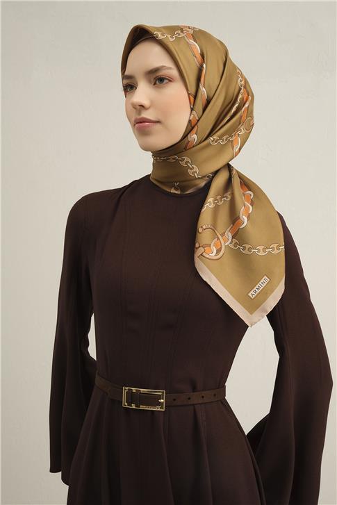 Armine Klasik Desenli Saf İpek Sura Eşarp 9346D 39