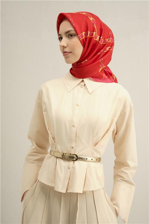 Armine Klasik Desenli Saf İpek Twill Eşarp 9346 50