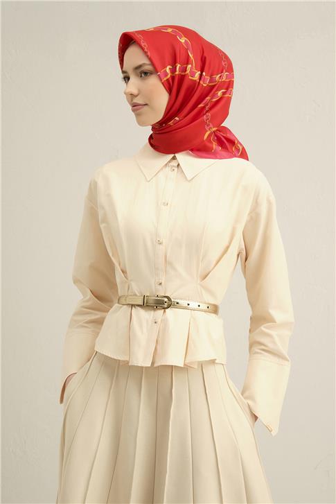 Armine Klasik Desenli Saf İpek Twill Eşarp 9346 50