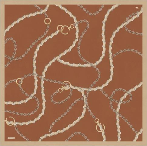 Armine Klasik Desenli Saf İpek Twill Eşarp 9346D 01