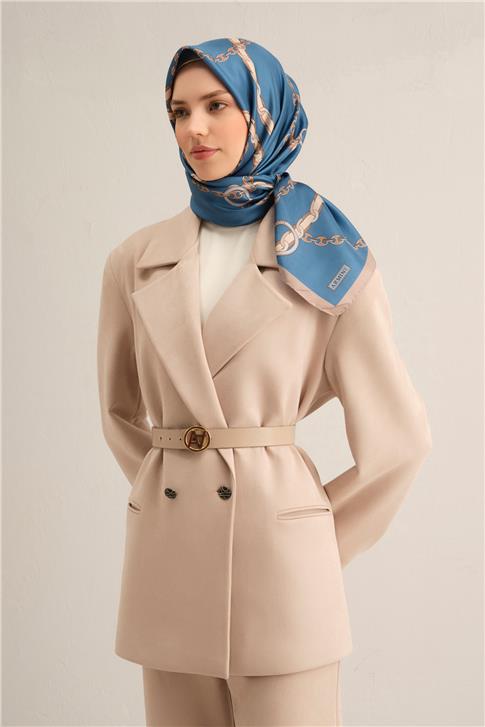 Armine Klasik Desenli Saf İpek Twill Eşarp 9346D 10