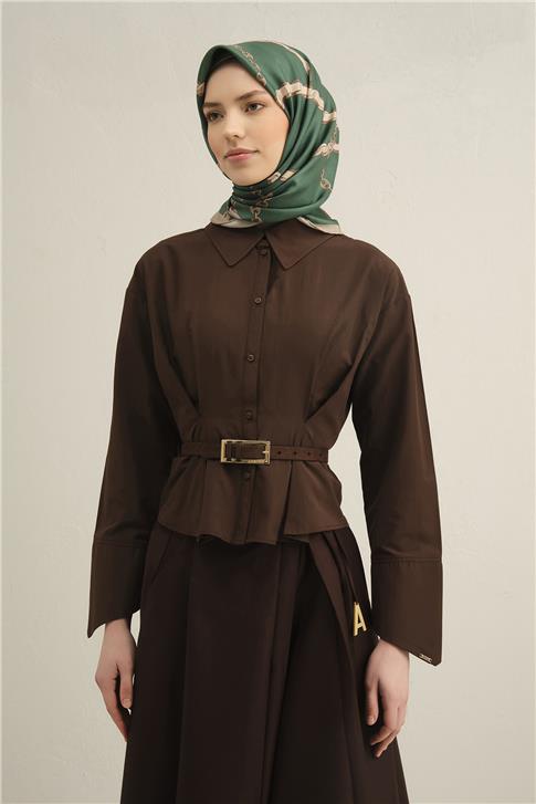 Armine Klasik Desenli Saf İpek Twill Eşarp 9346D 12 