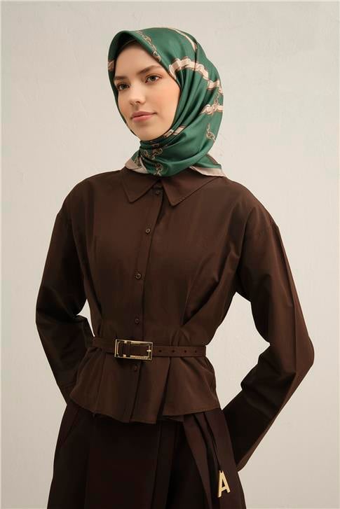 Armine Klasik Desenli Saf İpek Twill Eşarp 9346D 12 