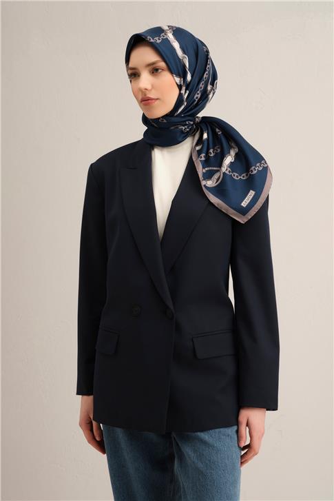 Armine Klasik Desenli Saf İpek Twill Eşarp 9346D 13