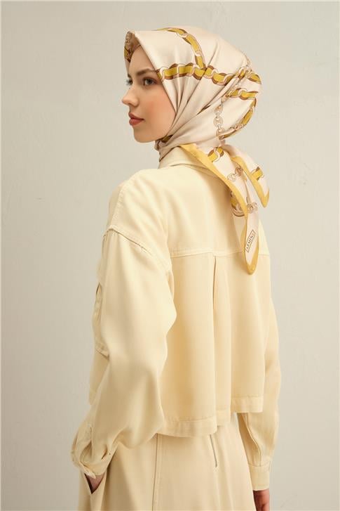 Armine Klasik Desenli Saf İpek Twill Eşarp 9346D 33