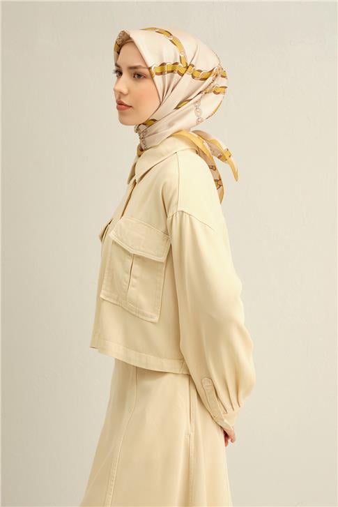 Armine Klasik Desenli Saf İpek Twill Eşarp 9346D 33