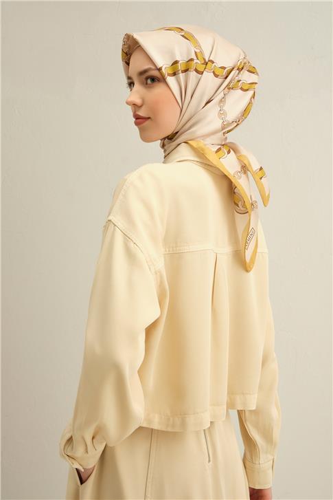 Armine Klasik Desenli Saf İpek Twill Eşarp 9346D 33