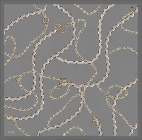 Armine Klasik Desenli Saf İpek Twill Eşarp 9346D 34 