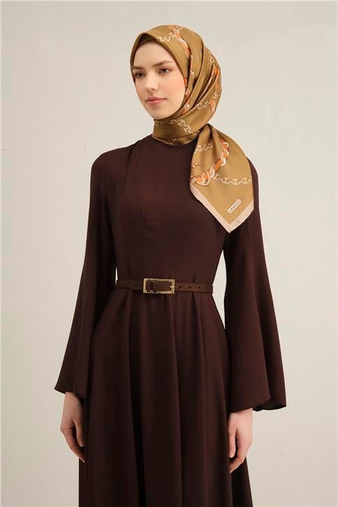 Armine Klasik Desenli Saf İpek Twill Eşarp 9346D 39 