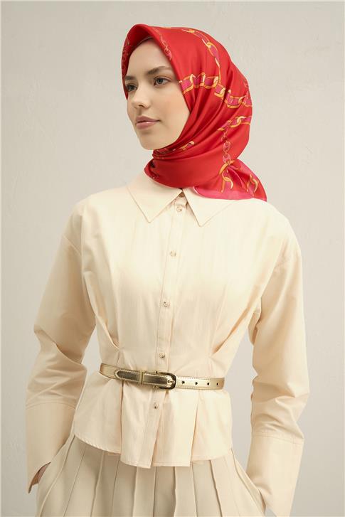 Armine Klasik Desenli Saf İpek Twill Eşarp 9346D 50