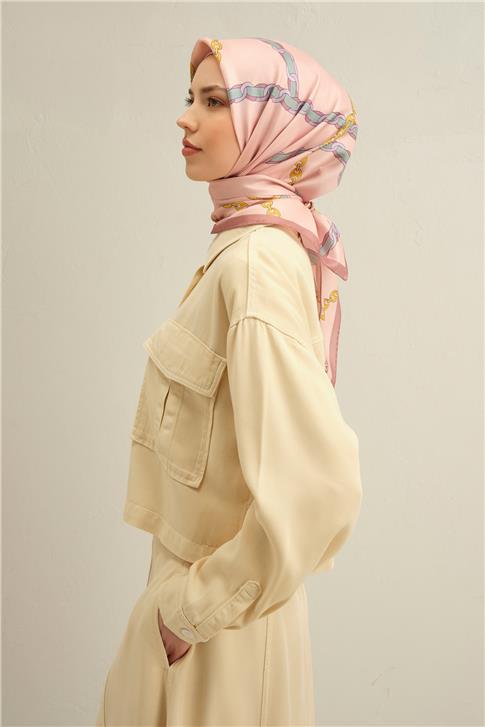 Armine Klasik Desenli Saf İpek Twill Eşarp 9346D 55