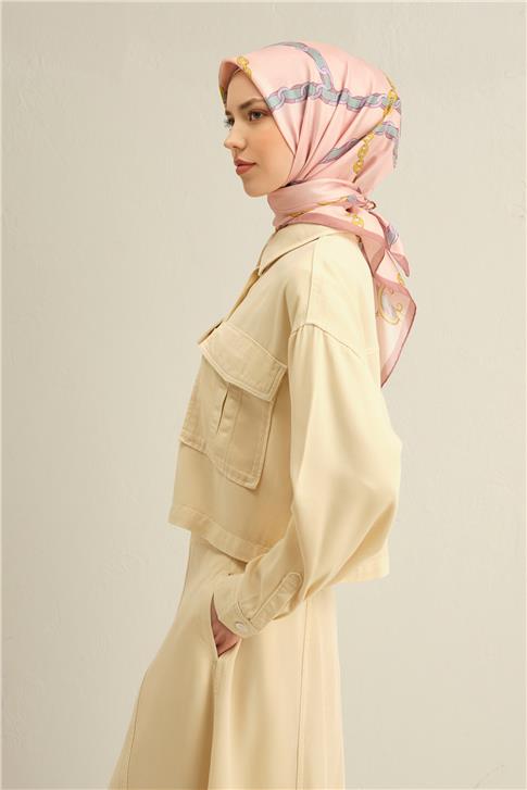 Armine Klasik Desenli Saf İpek Twill Eşarp 9346D 55
