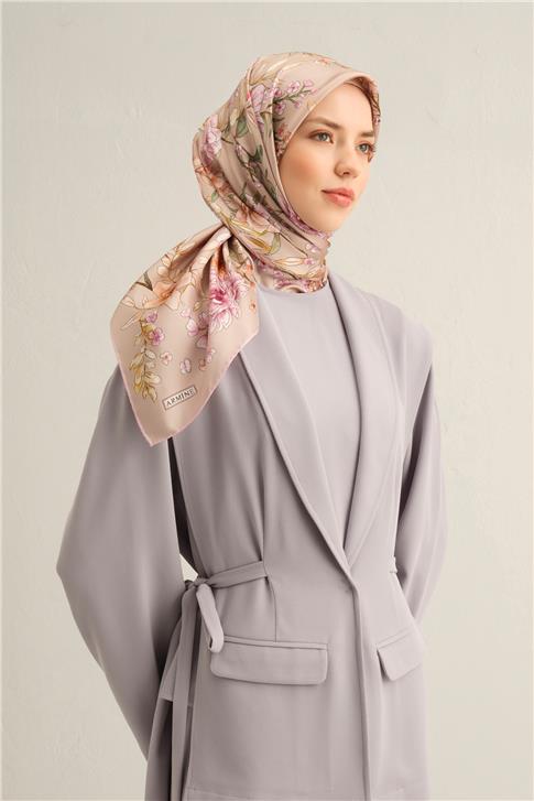 Armine Çiçek Desenli Saf İpek Sura Eşarp 9347D 34