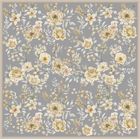 Armine Çiçek Desenli Saf İpek Sura Eşarp 9347D 52