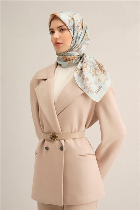 Armine Çiçek Desenli Saf İpek Sura Eşarp 9347D 80