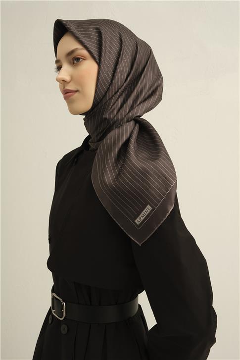 Armine Klasik Desenli Saf İpek Sura Eşarp 9348D 03