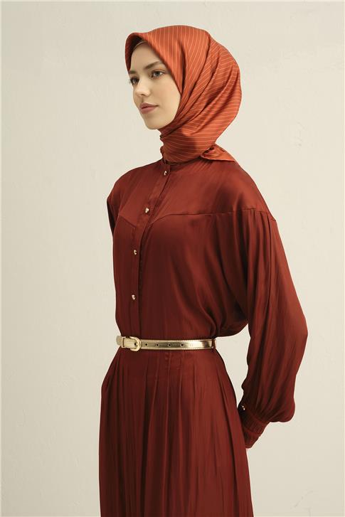 Armine Klasik Desenli Saf İpek Sura Eşarp 9348D 04