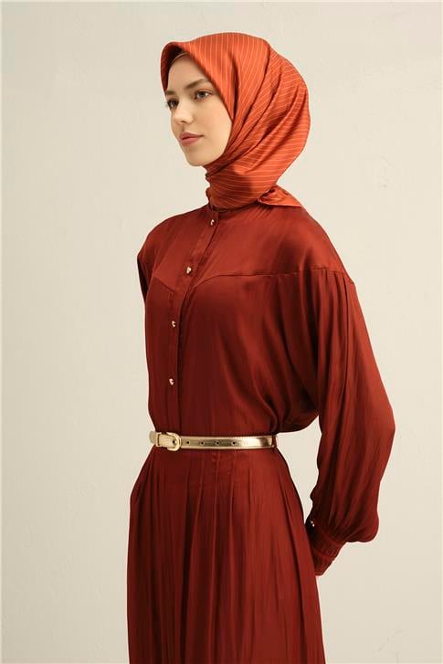 Armine Klasik Desenli Saf İpek Twill Eşarp 9348D 04