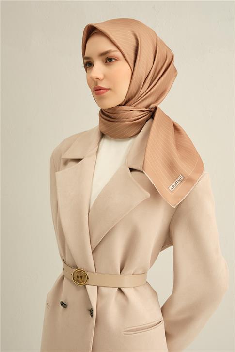 Armine Klasik Desenli Saf İpek Twill Eşarp 9348D 83
