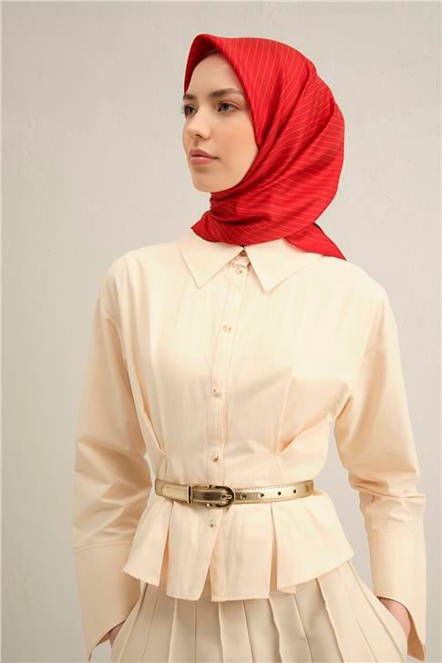 Armine Klasik Desenli Saf İpek Twill Eşarp 9348D 85