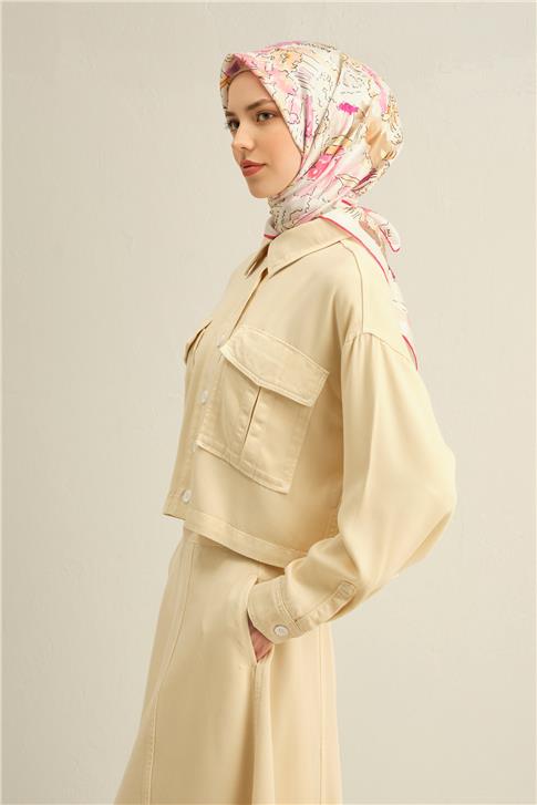 Armine Obje Desenli Saf İpek Sura Eşarp 9349D 34