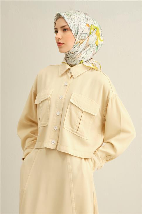 Armine Obje Desenli Saf İpek Sura Eşarp 9349D 54