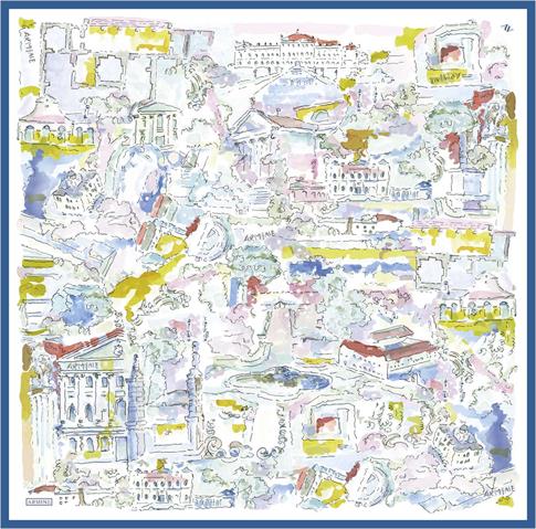 Armine Obje Desenli Saf İpek Twill Eşarp 9349D 50