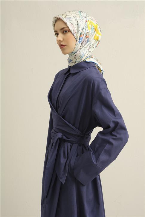 Armine Obje Desenli Saf İpek Twill Eşarp 9349D 50